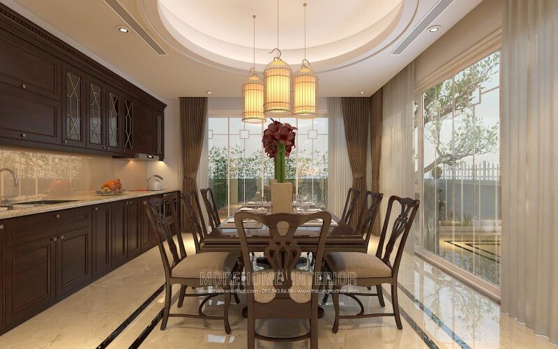 Thiết kế tủ bếp chữ i tại biệt thự Vinhomes Thăng Long Tủ bếp đẹp