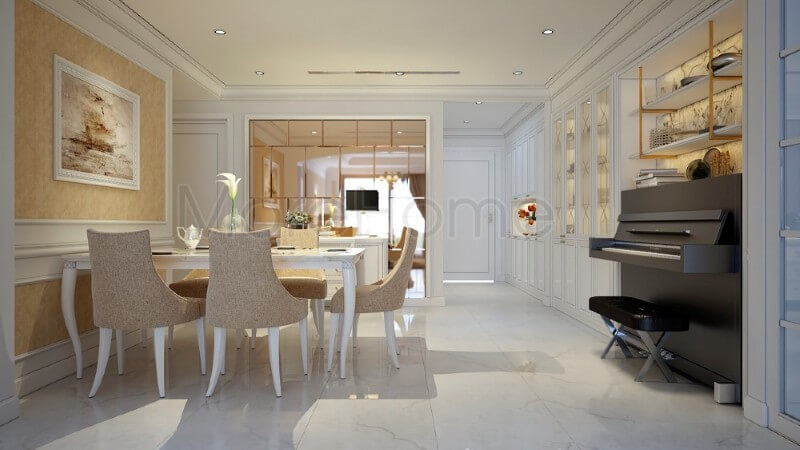 Nội thất phòng ăn chung cư nhẹ nhàng, đơn giản nhưng vẫn tạo được điểm nhấn Thiết kế chung cư
