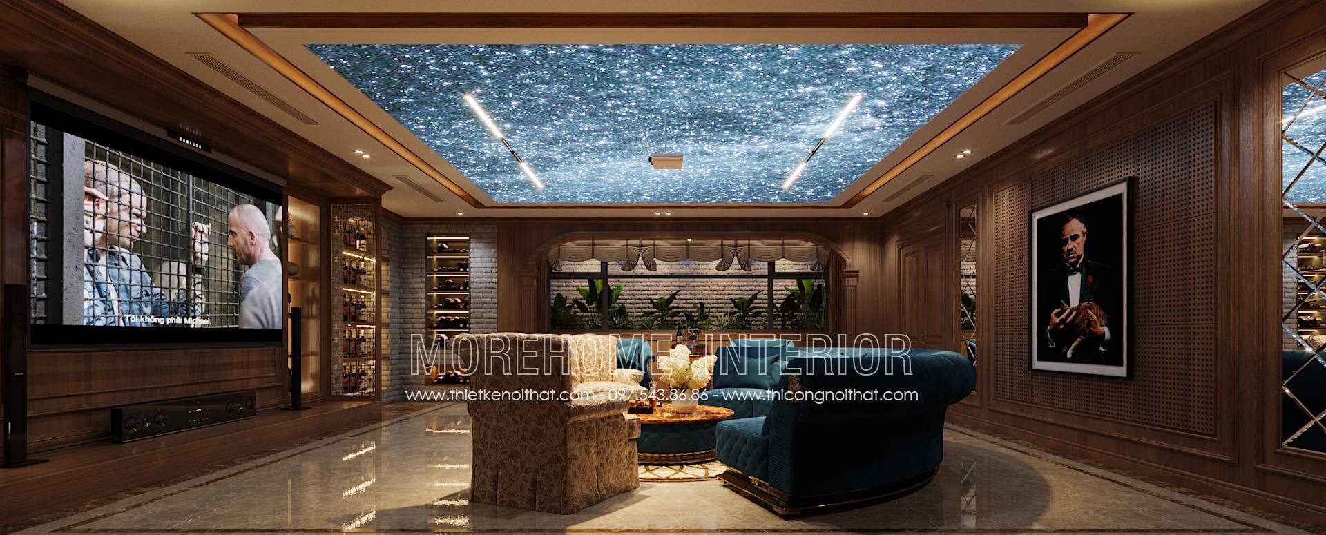 Sofa tân cổ điển đẹp cho tầng hầm biệt thự Mẫu nội thất biệt thự tân cổ điển đẹp