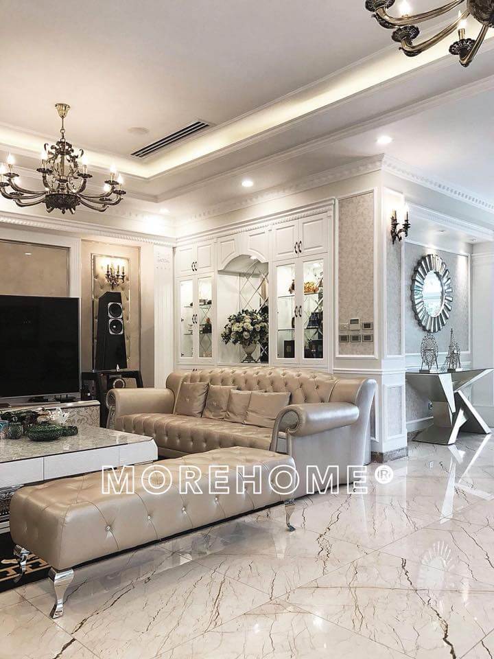 Thi công nội thất phòng khách cao cấp, sang trọng tại biệt thự Ciputra Hà Nội Mẫu nội thất biệt thự tân cổ điển đẹp