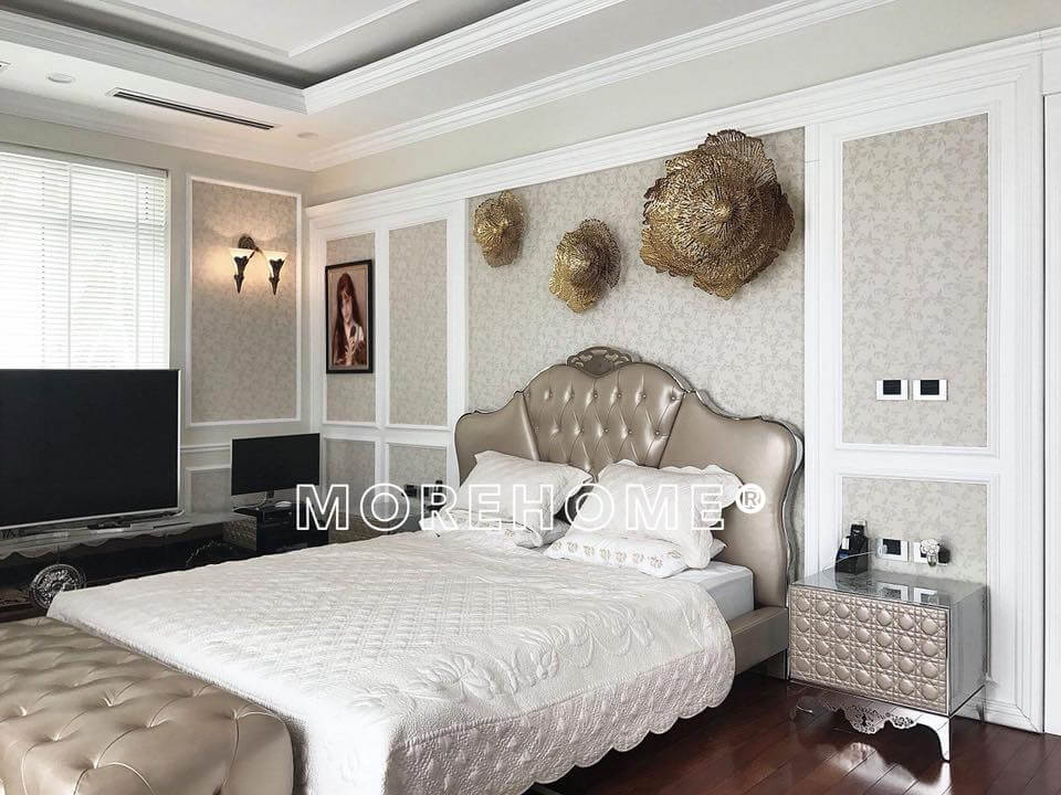 Hình ảnh: mẫu giường bọc da cao cấp mới nhất 2020 cho biệt thự đẹp Mẫu nội thất biệt thự tân cổ điển đẹp